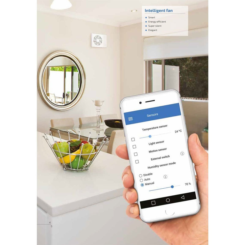 Blauberg Smart Intelligent Bathroom & Kitchen Extractor Fan with WiFi - SMARTWIFI-ICEWHITE, Image  of 7