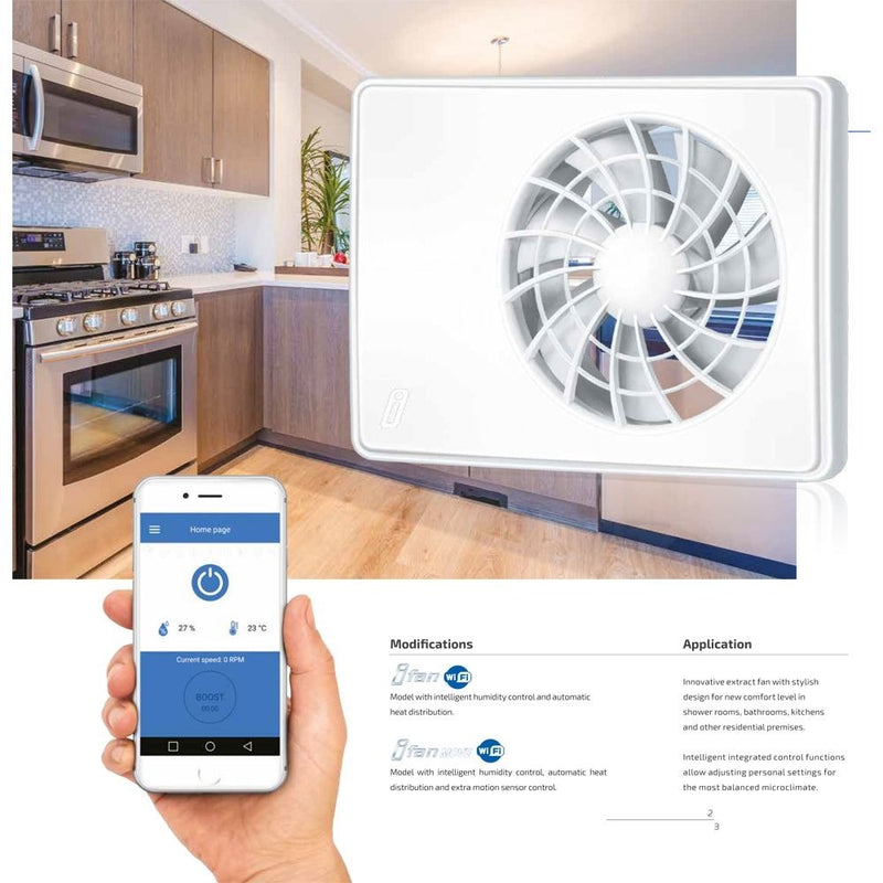 Blauberg Smart Intelligent Bathroom & Kitchen Extractor Fan with WiFi - SMARTWIFI-ICEWHITE, Image  of 7