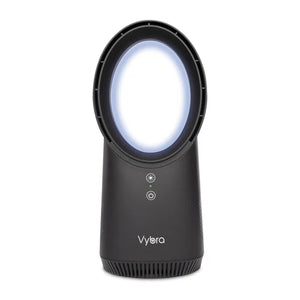 Vybra Solo Black – Rechargeable Bladeless Cordless Desktop Fan with Ambient Lighting