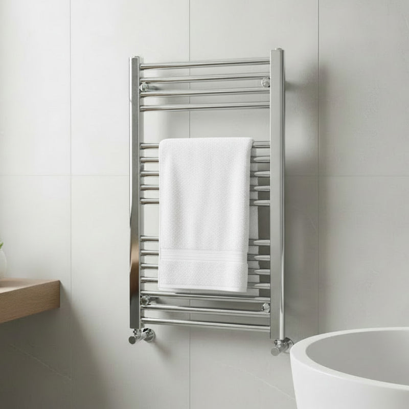 ATC 300W Pacific Heated Towel Radiators - Chrome - Fixed Thermostat - TRC800-500ELE300, Image  of 4