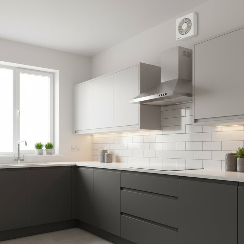 Manrose 150mm (6") Axial Kitchen Extractor Fan With Humidity Control - XF150BH, Image  of 2