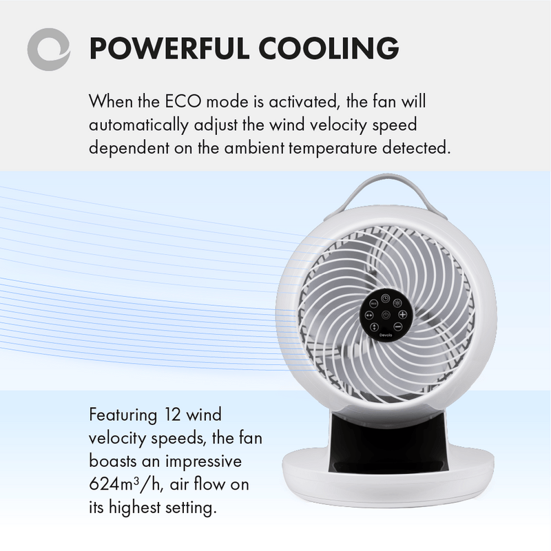 Devola Ultra Quiet 28W 12 Speed 9-inch DC Desk Fan - White - DV9DCDF, Image  of 10