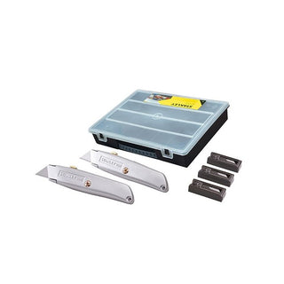 Stanley 99E Trimming Knife Twin Pack with 50 Spare Blades in Organiser - XMS23KNIFORG