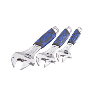 Faithfull 3 Piece Matt Chrome Adjustable Spanner Set - XMS23ASPAN3