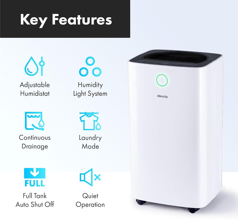 Devola 20L Compressor Dehumidifier & Air Purifier With HEPA Filter & Wi-Fi - DV20LWF, Image  of 11