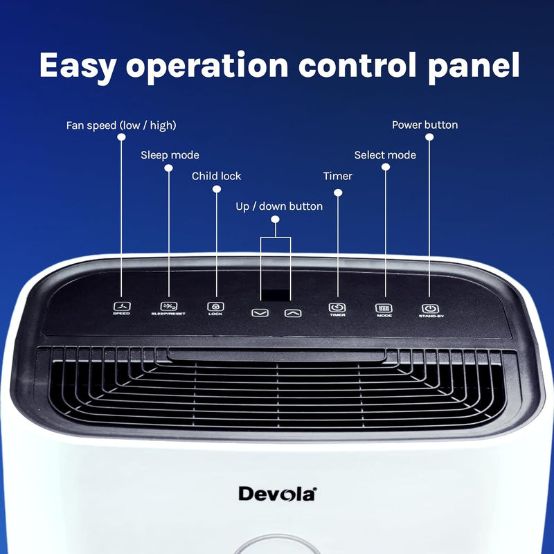 Devola 25L Compressor Dehumidifier & Air Purifier with HEPA Filter, White - DV25L, Image  of 17