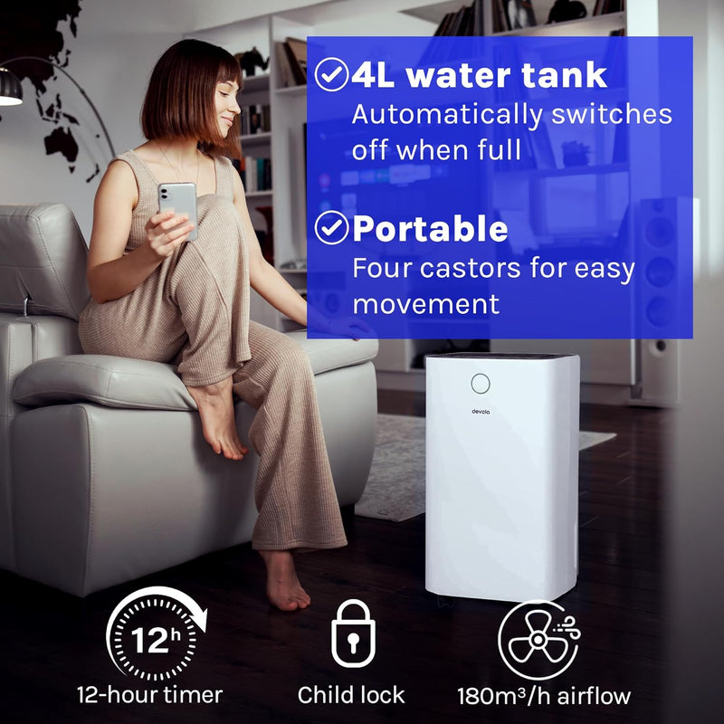 Devola 20L Compressor Dehumidifier & Air Purifier With HEPA Filter & Wi-Fi - DV20LWF, Image  of 11