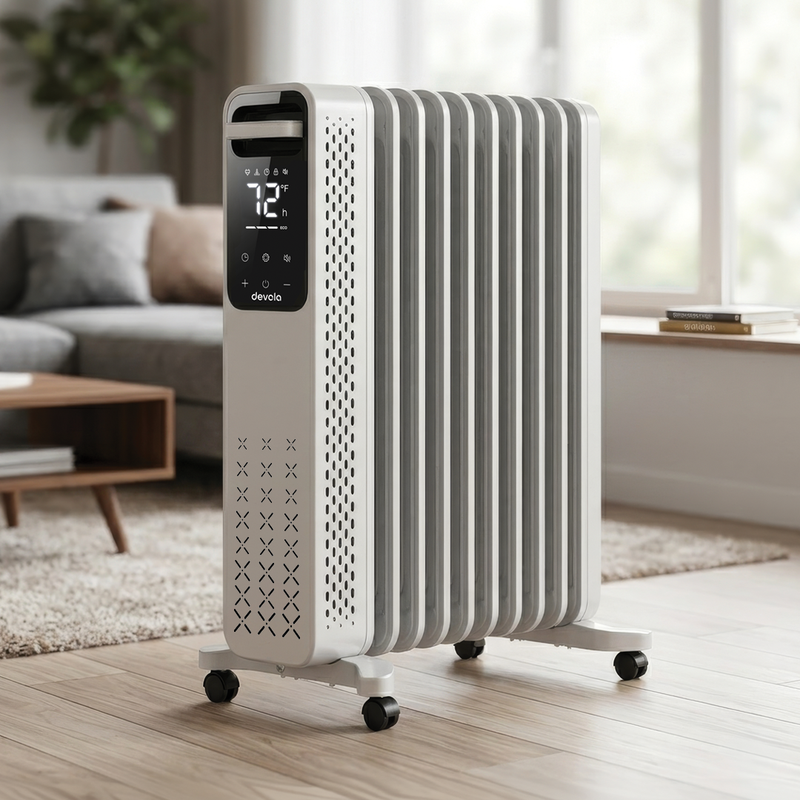Devola 2500W Oil Filled Radiator 11 Fin, White - DVOFR2500W, Image  of 13