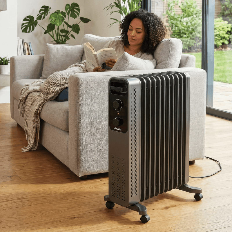 Devola 2500W Oil Filled Radiator with Mechanical Timer, Anthracite - DVOFRM2500B, Image  of 11