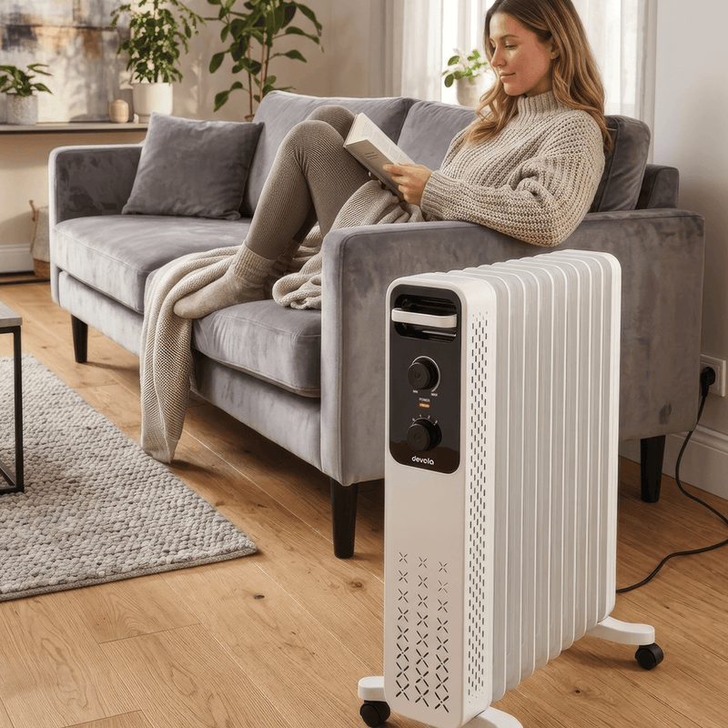 Devola 2500W Oil Filled Radiator with Mechanical Timer, White - DVOFRM2500W, Image  of 12