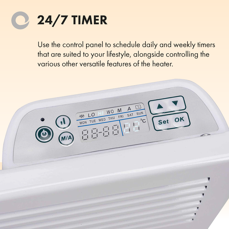 Devola-M 2400W Panel Heater with 7 Day Timer IP24 - White DVM2400W - DVNDM24, Image  of 10