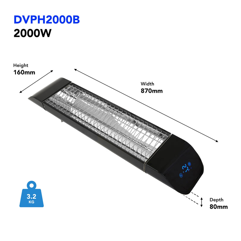 Devola 2000W Wi-Fi Patio Radiant Heater - Black - DVPH2000B, Image  of 8