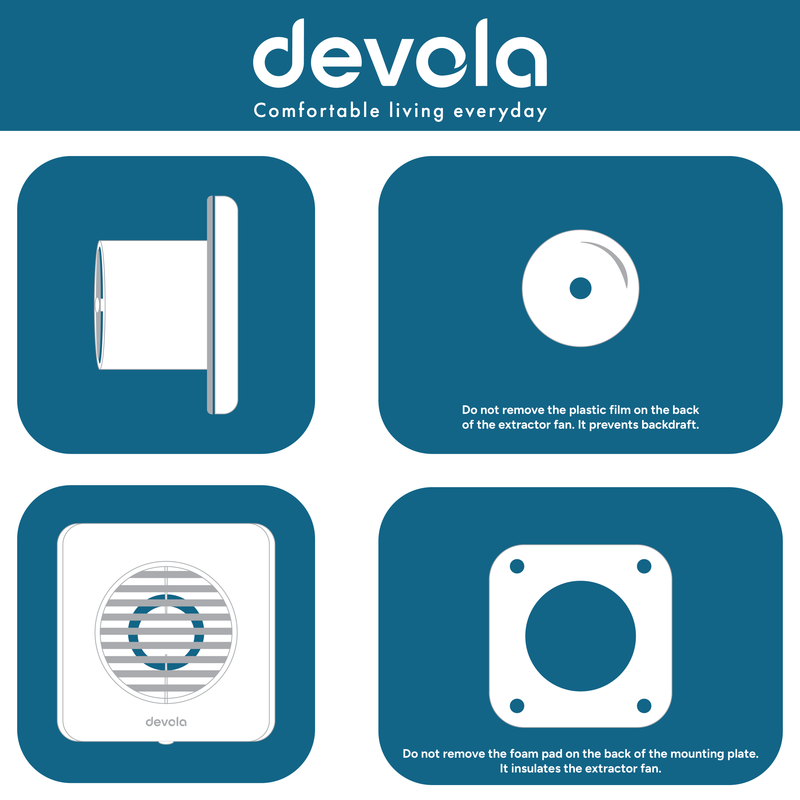 Devola 100mm Quiet Mixed Flow Bathroom Extractor Fan with Timer - DVQF100T, Image  of 11