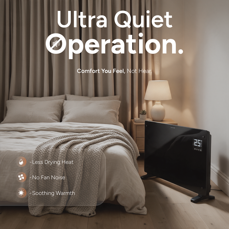 Devola Designer 2.5kW Smart Glass Panel Heater with Timer Black - DVPW2500B, Image  of 14