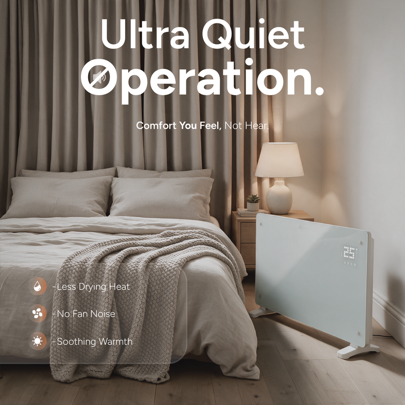 Devola Designer 2.5kW Smart Glass Panel Heater with Timer White -  DVPW2500WH, Image  of 14
