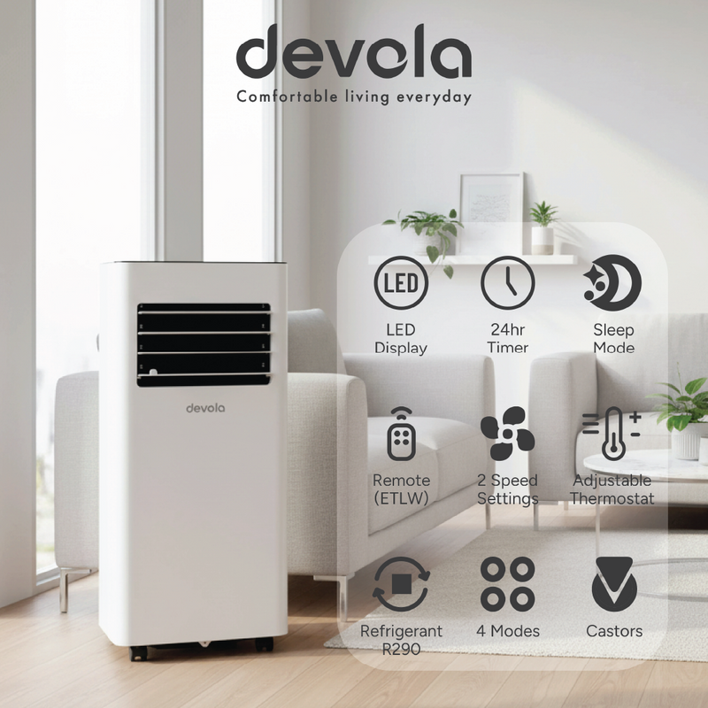 Devola Compact Portable Air Conditioner with Wi-Fi and 2x Window kits - 7000 BTU - Cooling - White - DVAC7K, Image  of 15