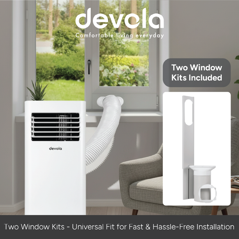 Devola Compact Portable Air Conditioner with Wi-Fi and 2x Window kits - 7000 BTU - Cooling - White - DVAC7K, Image  of 15
