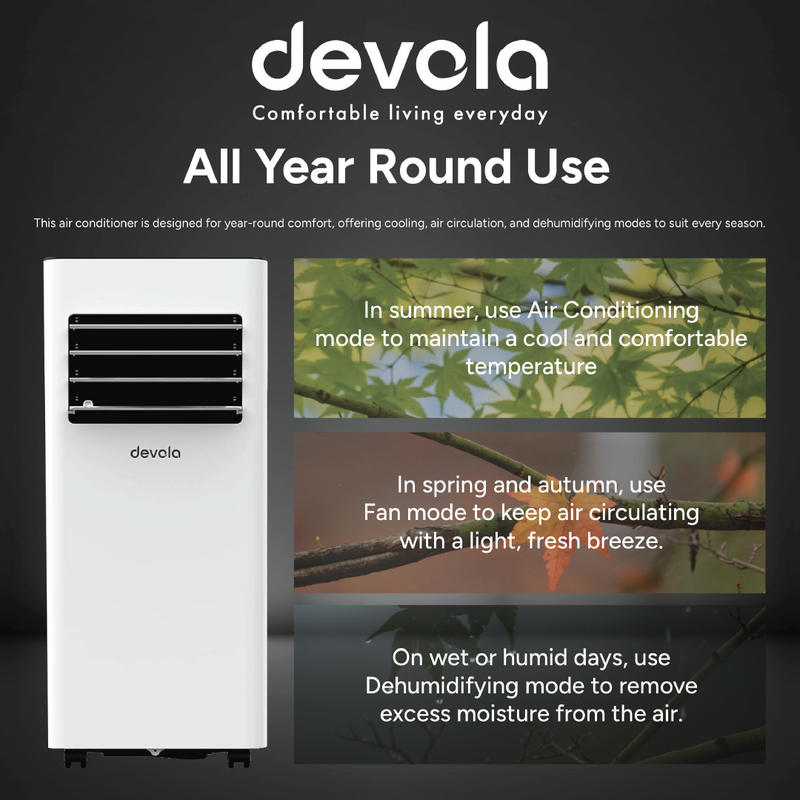 Devola Compact Portable Air Conditioner with Wi-Fi and 2x Window kits - 9,000BTU - Cooling & Heating - White - DVAC9KH, Image  of 15