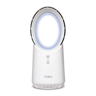 Vybra Solo White – Rechargeable Bladeless Cordless Desktop Fan with Ambient Lighting