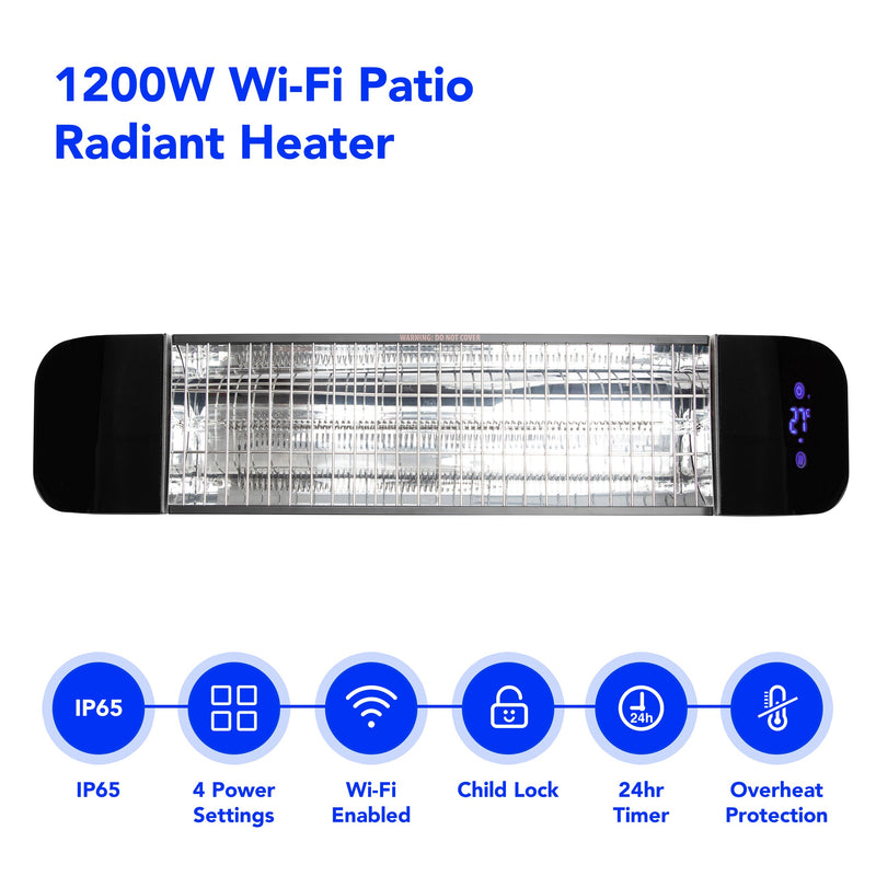Devola 1.2kW Wi-Fi Patio Radiant Heater - DVPH1200B - Return Unit, Image 2 of 9