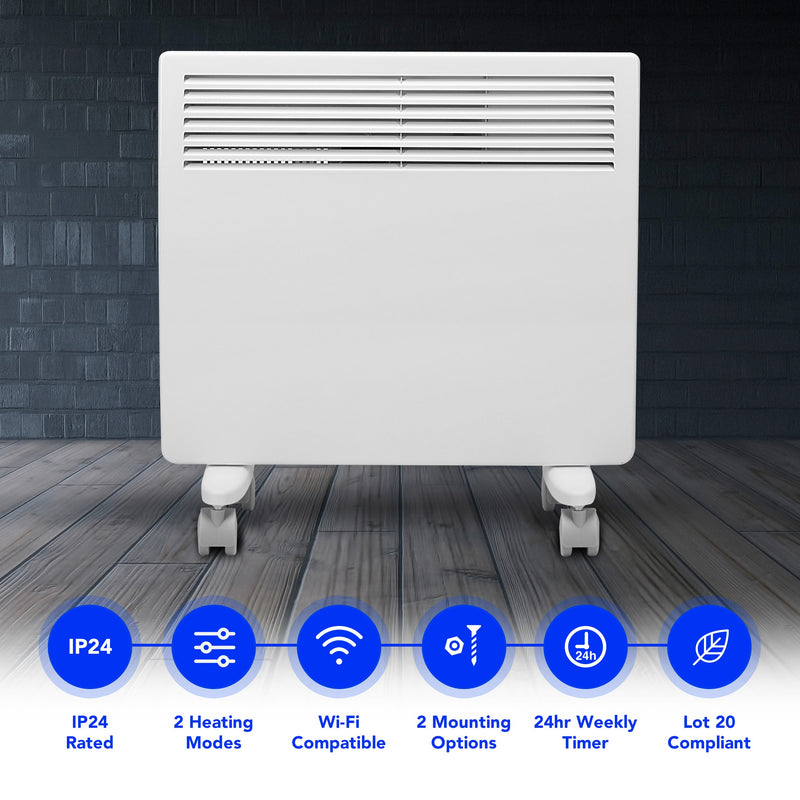 Devola Eco 1kw Wi-Fi Panel Heater With 24hr/7 Day Timer - DVM10WF - Return Unit, Image 2 of 7