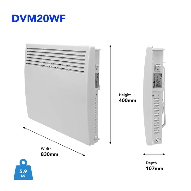 Devola Eco 2kw Wi-Fi Panel Heater With 24hr/7 Day Timer - DVM20WF - Return Unit, Image 3 of 8