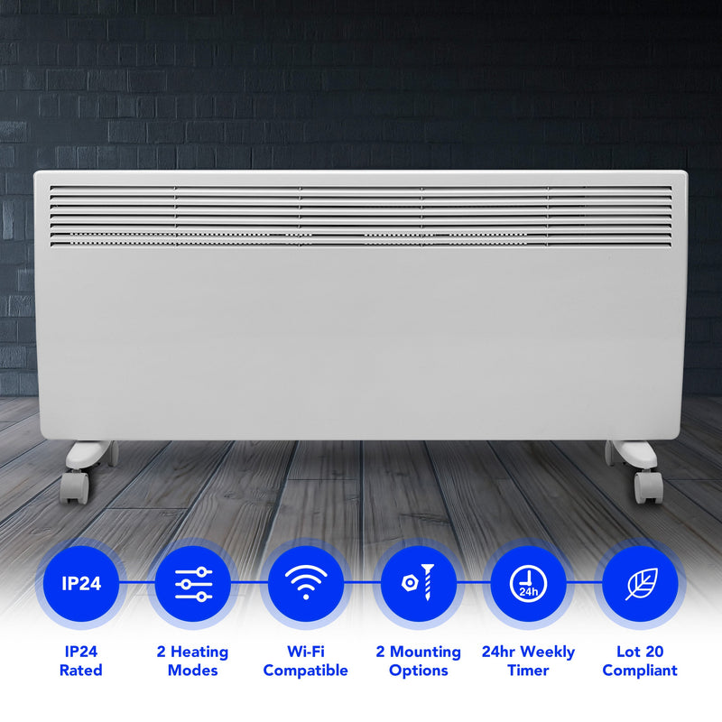 Devola Eco 2.4kw Wi-Fi Panel Heater With 24hr/7 Day Timer - DVM24WF - Return Unit, Image 2 of 8