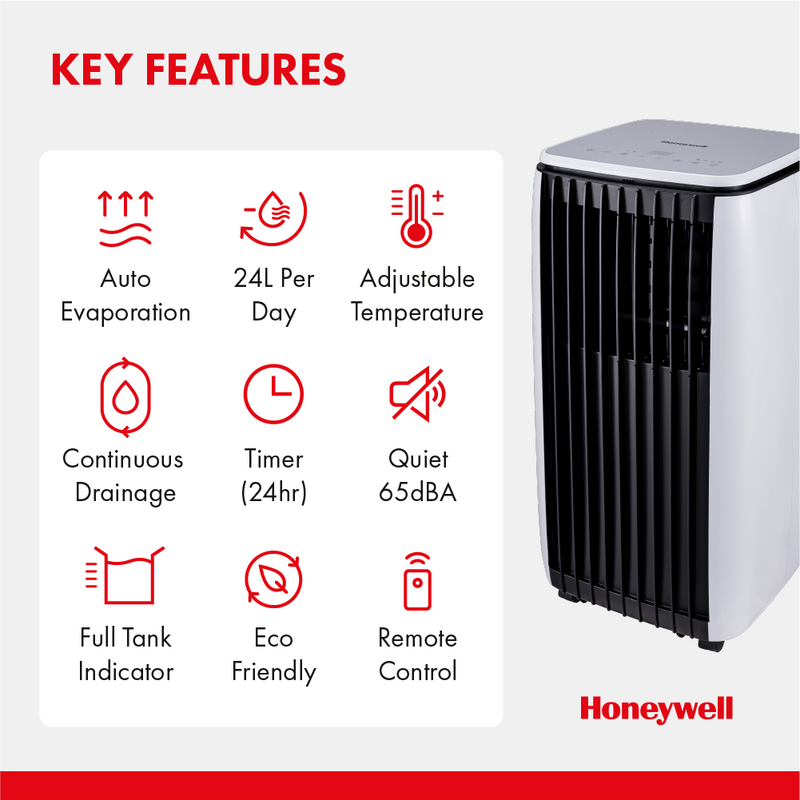 Honeywell 9000 BTU WiFi Compatible Portable Air Conditioner With Voice Control - White - HG09CESAKG, Image 3 of 10