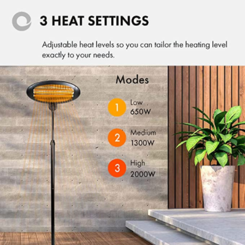 Devola Core 2kW Stand Mounted Patio Heater Oval with Remote - DVRPH20SMB, Image 6 of 7