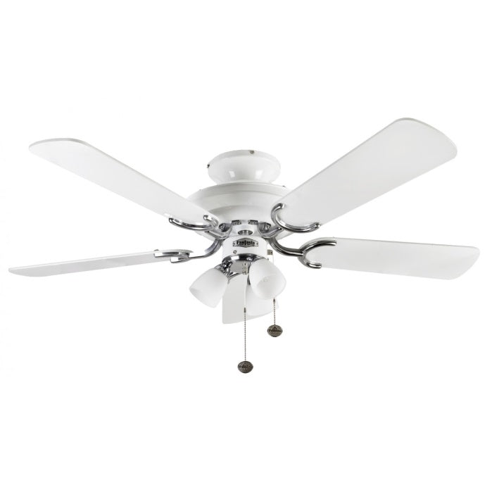 Fantasia Mayfair Combi 42inch. Ceiling Fan with White Blade & Light - White and Stainless Steel - 110009, Image 1 of 1