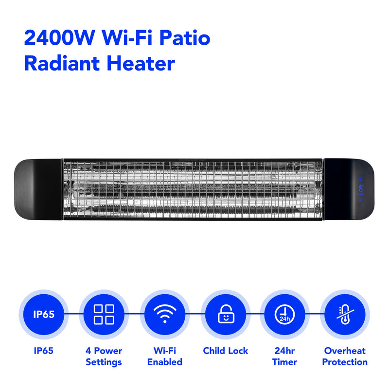 Devola 2.4kW Wi-Fi Patio Radiant Heater ( No Plug - Installed Product ) - DVPH24BEP - Return Unit, Image 2 of 5