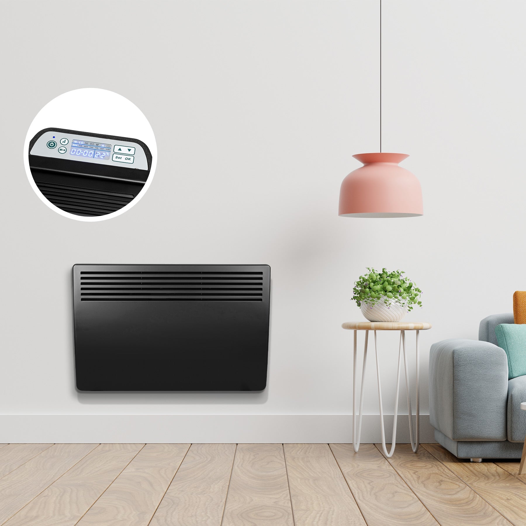 Devola 1.5kW Eco Panel Heater Black DVM15B Air Con Centre