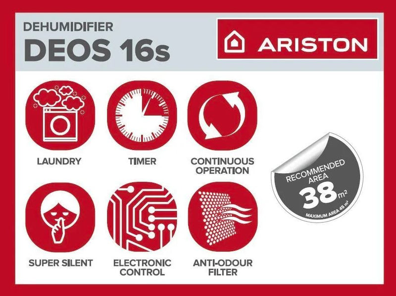 Ariston Deos 16 Litre Compressor Dehumidifier - DEOS16s