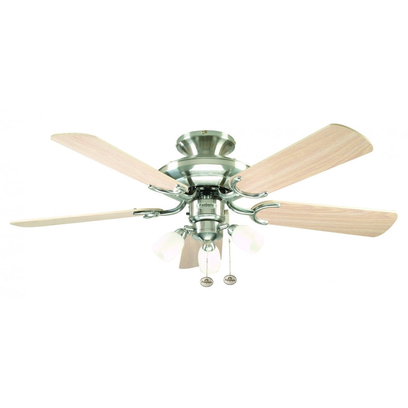 Fantasia Mayfair Combi 42inch. Ceiling Fan with Washed Oak Blade & Light - Stainless Steel - 111818, Image 1 of 1