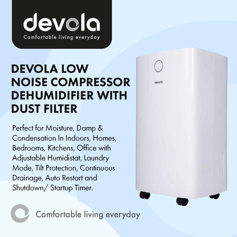 Devola 12L Compressor Dehumidifier with Wi-Fi, White - DV12LWF, Image  of 13