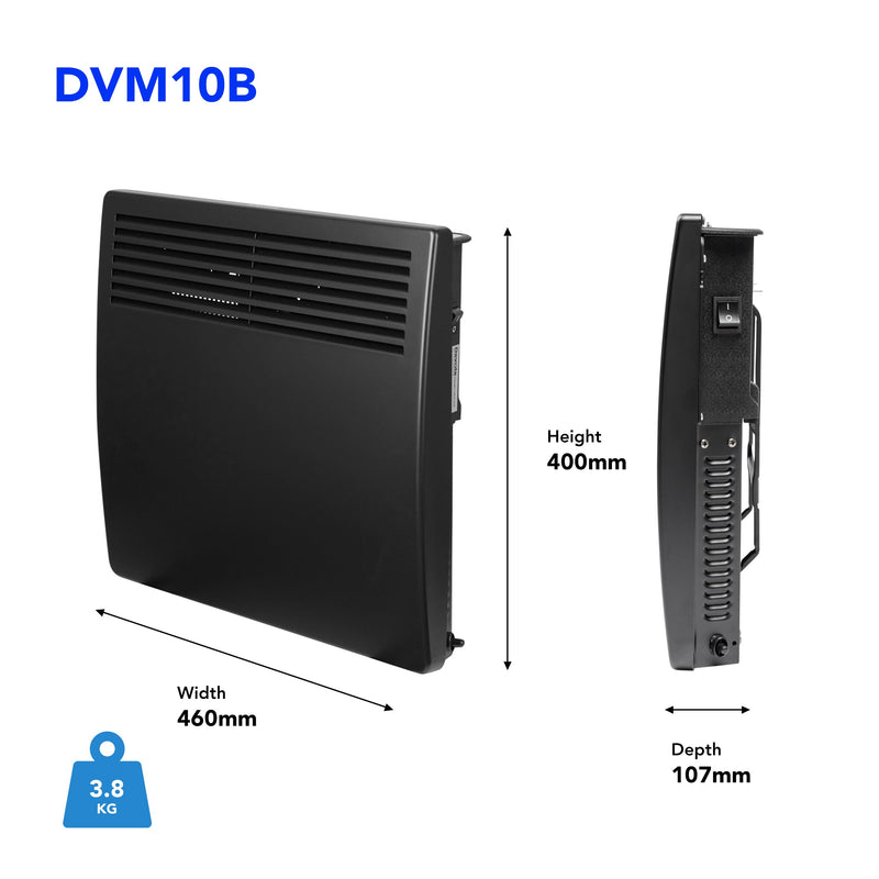 Devola Eco 1kw Panel Heater With 24hr/7 Day Timer - DVM10B - Return Unit, Image 4 of 7