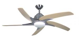 Fantasia Elite Viper Plus 54inch. Ceiling Fan with Maple Blade & Light - Stainless Steel - 114628