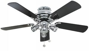 Fantasia Mayfair Combi 42inch. Ceiling Fan with Gloss Black Blade & Light - Chromeair Combi - 111757, Image 1 of 1