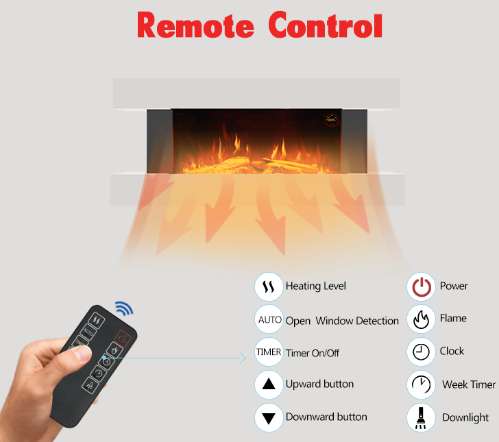 Devola 2kW Electric Fireplace Suite White 558x1170mm - DVWFS2000WH, Image  of 7