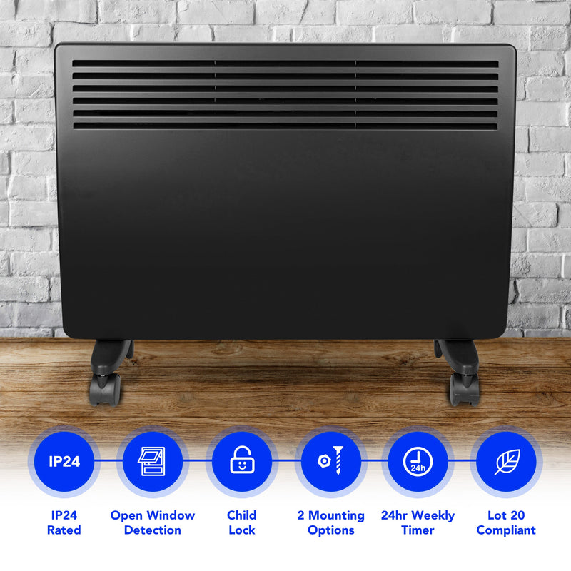 Devola Eco 1.5kw Panel Heater With 24hr/7 Day Timer - DVM15B - Return Unit, Image 2 of 7
