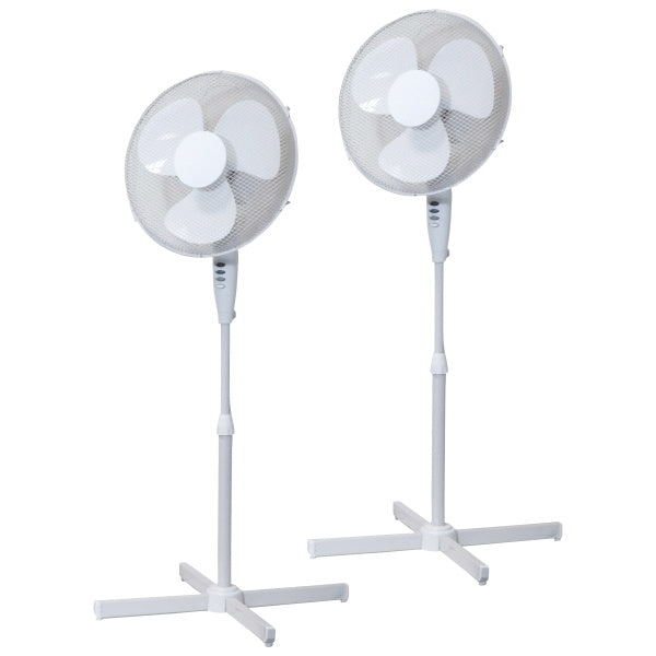 Prem-I-Air 16" White Oscillating Pedestal Fans with 3 Speed Settings (Twin Pack) - EH1797