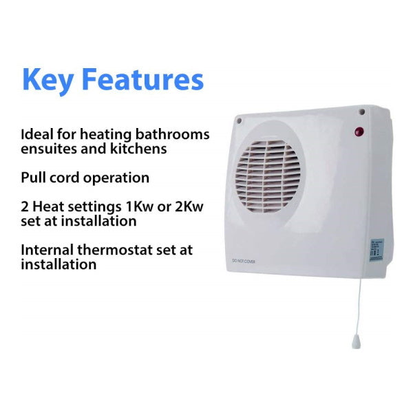 ALTO 2kW Bathroom Heater White IP21, Image 2 of 4