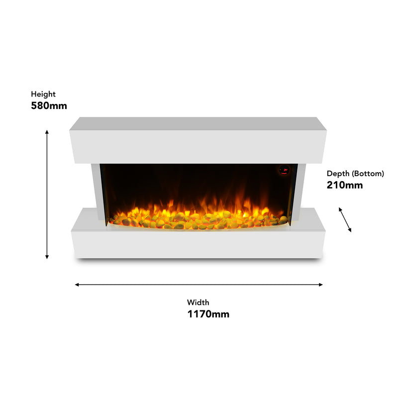 Devola 2kW Electric Fireplace Suite White 558x1170mm - DVWFS2000WH, Image  of 7