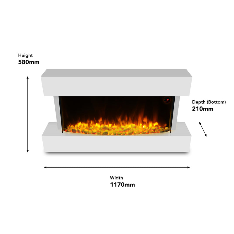 Devola 2kW Electric Fireplace Suite White 558x1170mm - DVWFS2000WH, Image 4 of 7