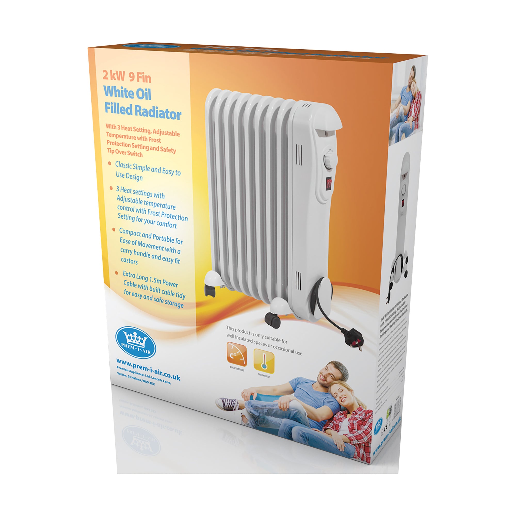 Premiair 2kW 9 Fin Oil Filled Radiator - EH1844 – Air Con Centre