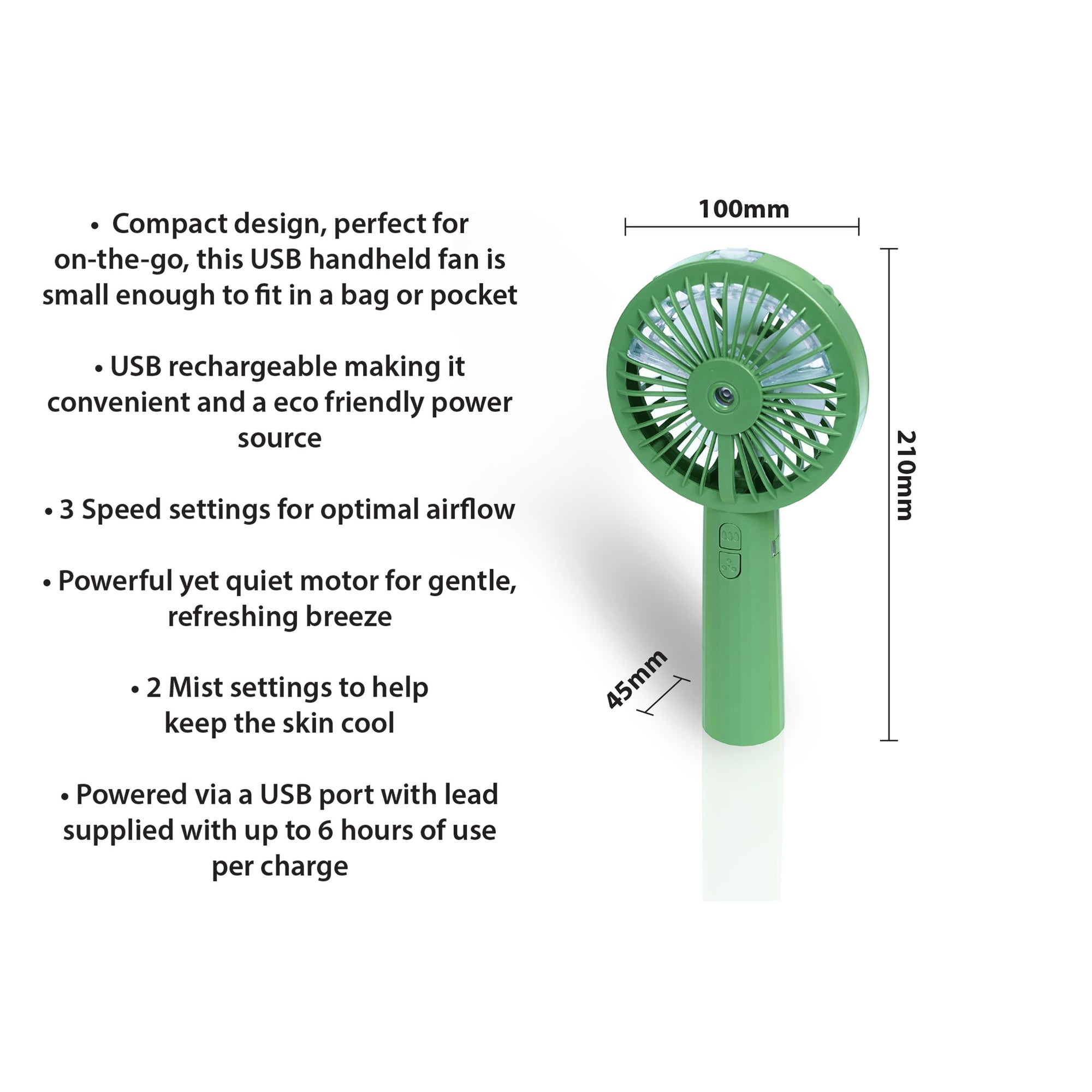 Premiair Portable Handheld Mist Fan Green EH1950G Air Con Centre
