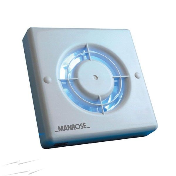 Image of a Manrose xf100s white extractor fan on a white background