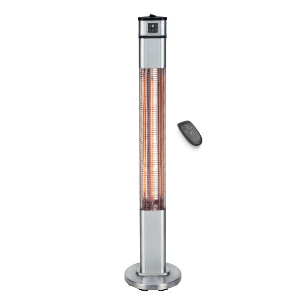 Devola Platinum 2kW Floor Standing Patio Heater with Remote Control IP65 Silver - DVPH20PFSSL, Image 1 of 1