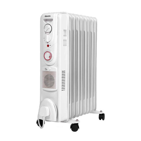Devola 2500W Oil Filled Radiator (9 Fin) White - DVSOR9F25W – Air Con Centre