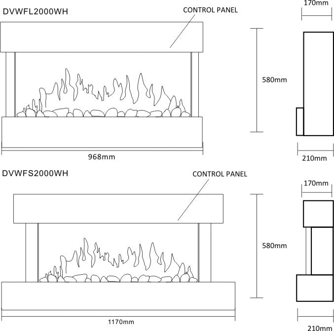 Devola 2kW Electric Fireplace Suite White 558x1170mm - DVWFS2000WH, Image  of 7